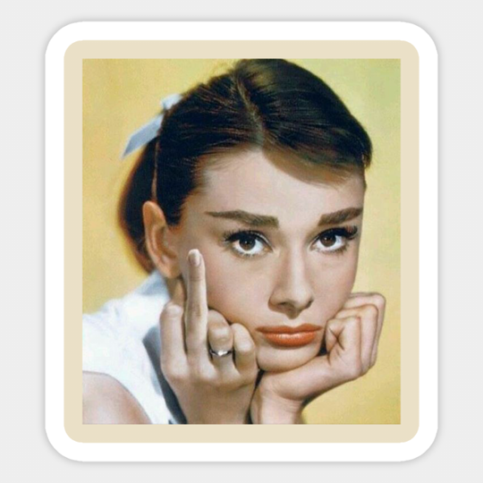Audrey Hepburn Middle Finger - Audrey Hepburn - Sticker