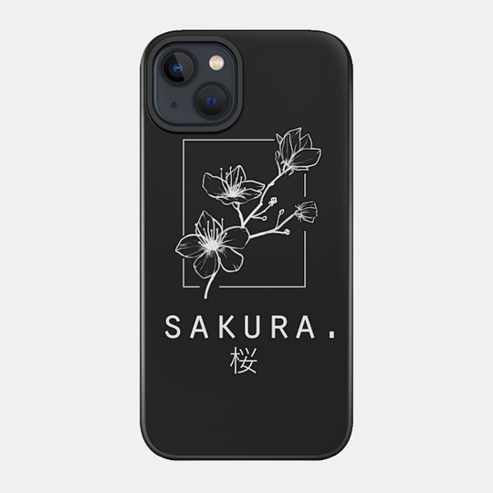 Sakura" Cherry Blossom Japanese Minimalist/Simple Design (Black) - Sakura - Phone Case