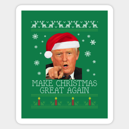 Make Christmas Great Again Donald Trump Knit Pattern - Donald Trump - Sticker