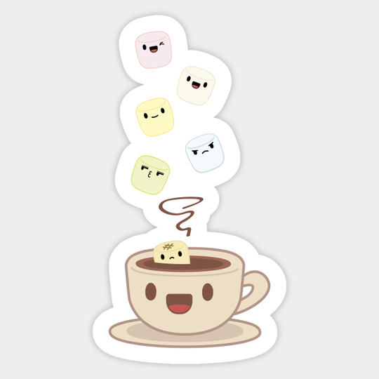 Hot Chocolate and Marshmallows - Kawaii - Sticker