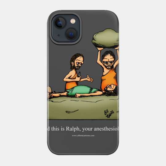 Funny Caveman Anesthesiologist Cartoon Humor - Humor - Phone Case