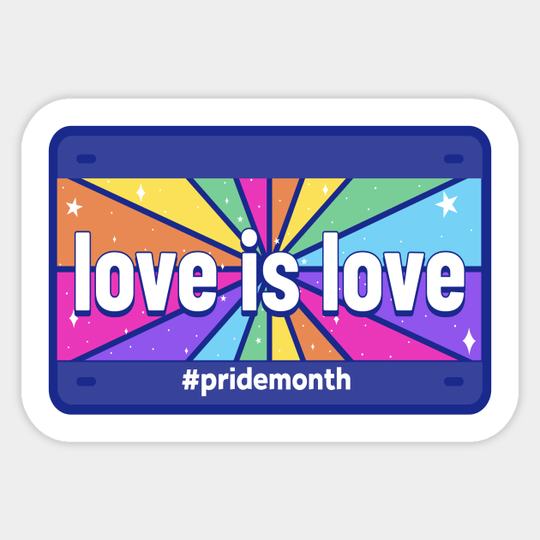 LOVE IS LOVE - License Plate - Colorful - Pride - Equality - Equal Rights - Dark Colors - Pride - Sticker