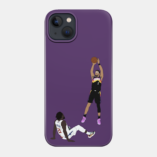 Devin Booker 3pt Pull Up Phoenix Basketball WCFs - Devin Booker - Phone Case