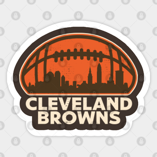 Retro Cleveland Browns Skyline Football Fan Art - Cleveland Browns - Sticker