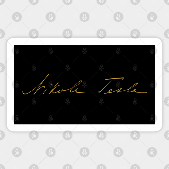 Nikola Tesla - Signature - Old Gold - TP - Nikola Tesla - Sticker