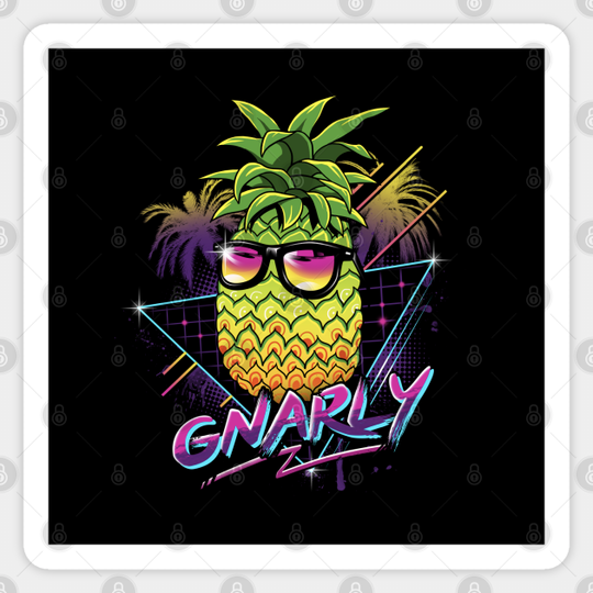 Rad Pineapple - Retro - Sticker