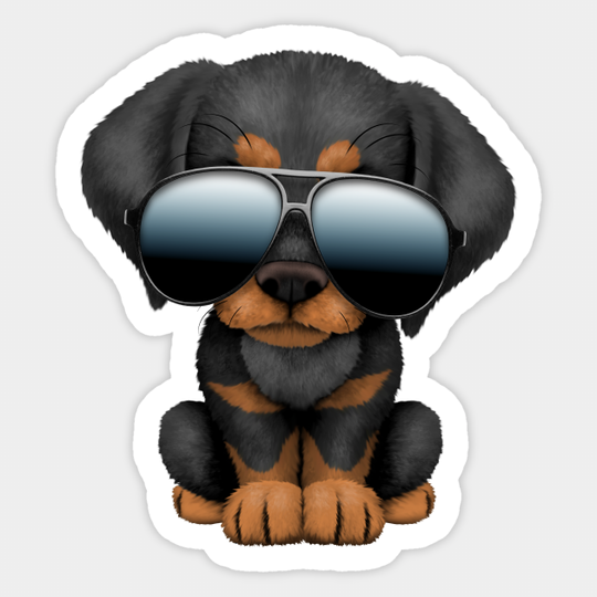 Cute Doberman Puppy Dog Wearing Sunglasses - Puppy - Sticker