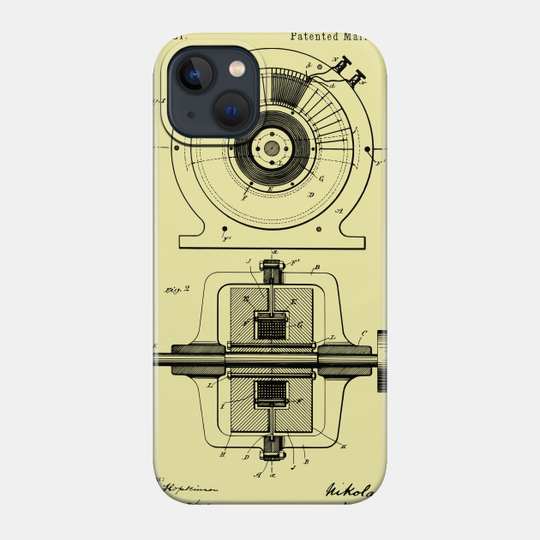 Tesla AC Electric Generator Patent 1891 - Tesla - Phone Case