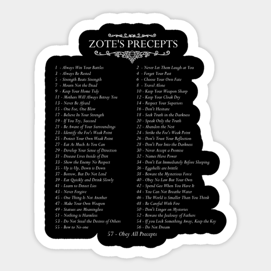 The 57 Precepts of Zote - Hollow Knight - Sticker