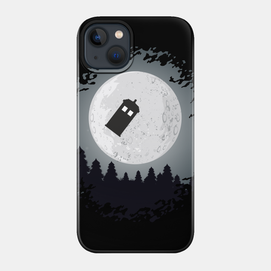 Blue Police Public Call Box On The Tracks Of Alien ET 1 - Whovian - Phone Case