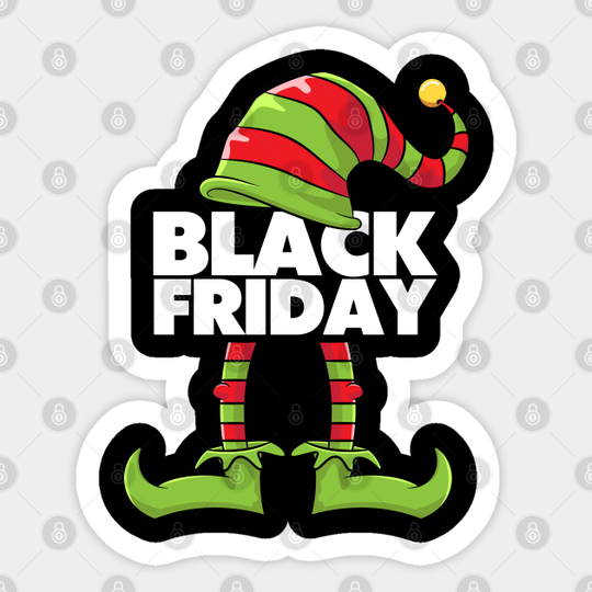Black Friday Elf Squad Funny Shopping Sticker Women Men - Black Friday - Sticker