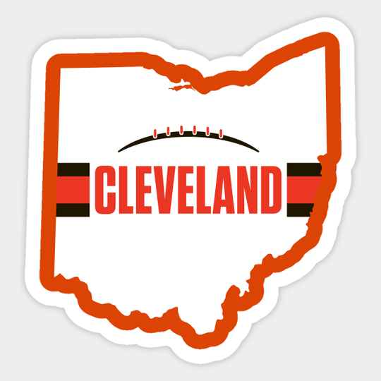 Cleveland Football Ohio Outline White T-Shirt - Cleveland Browns - Sticker