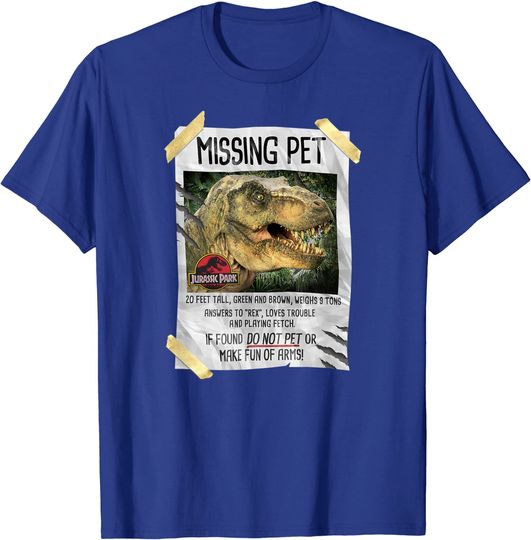 Jurassic Park Missing Pet T-Rex Poster Taped Graphic T-Shirt