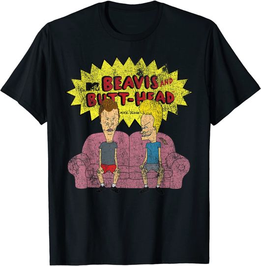 Beavis and Butthead T-Shirt Distressed Couch Logo Graphic