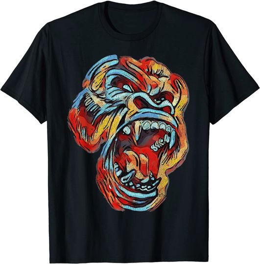 Colorful Silverback Gorilla Image Gorillas Picture Ape Gift T-Shirt