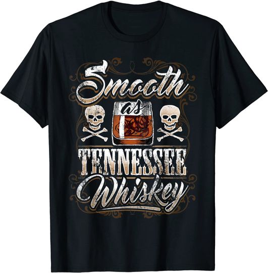 Smooth As Tennessee Whiskey T-Shirt Glass Men Skull Grunge Vintage
