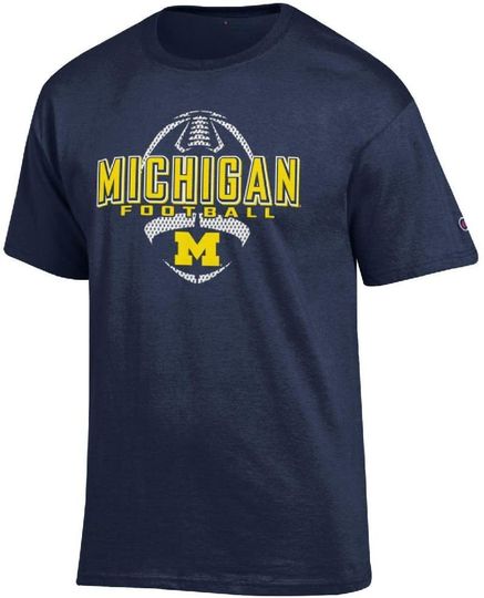 Champion Michigan Wolverines Blue Football T Shirt
