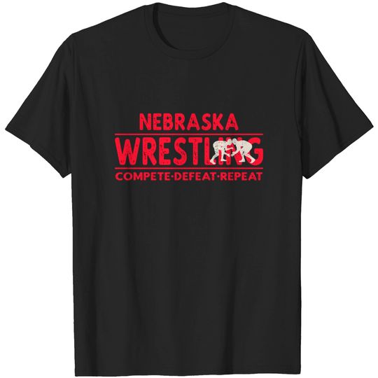 Nebraska Wrestling Compete Defeat Repeat T Shirt