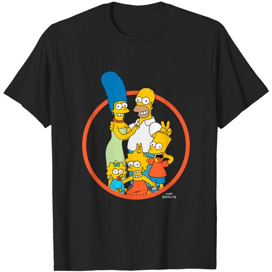 The Simpsons Family Photo Big Boys Youth T-Shirt Licensed Television Cartoon