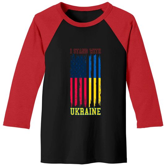 I Stand with Ukraine the USA Stand Ukraine Raglan Baseball Tee