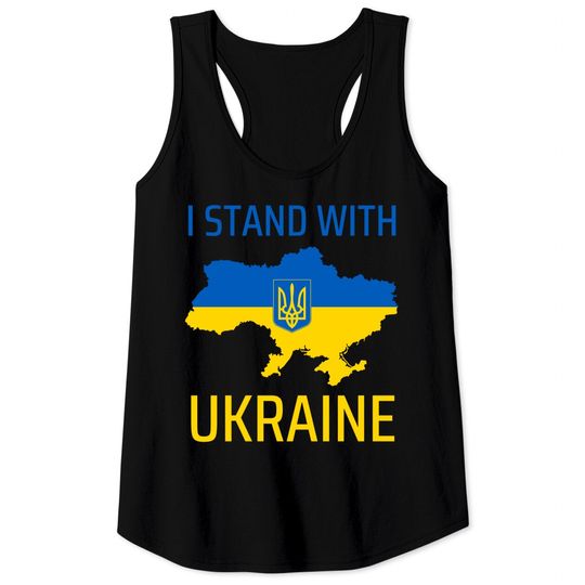 I stand with Ukraine flag emblem map patriot Tank Tops