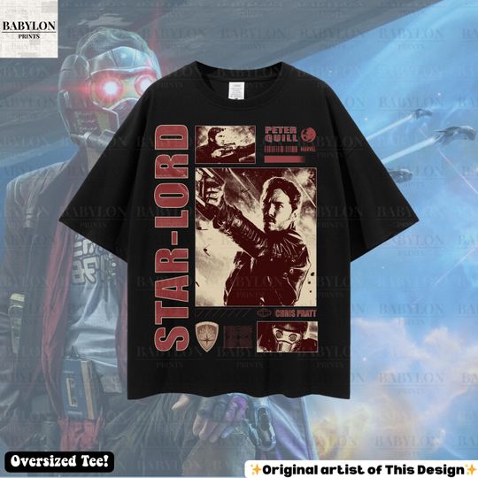 Oversized Star Lord T-Shirt - Guardians of the Galaxy Marvel Superhero Tee