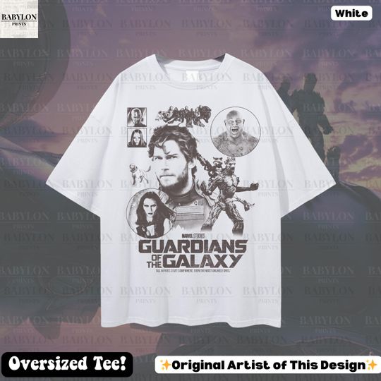 Oversized Guardians of the Galaxy T-Shirt, Retro Character Shirt, Cosmic Rewind