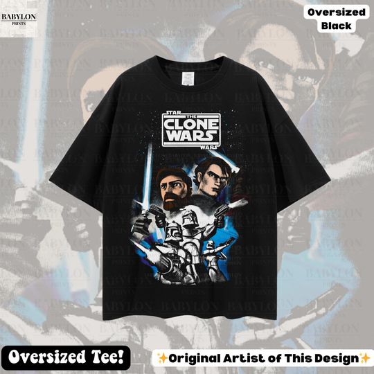 Oversized The Clone Wars T-Shirt Star Wars Anakin Obi-Wan Clone Trooper Bad Batch Disney Trip