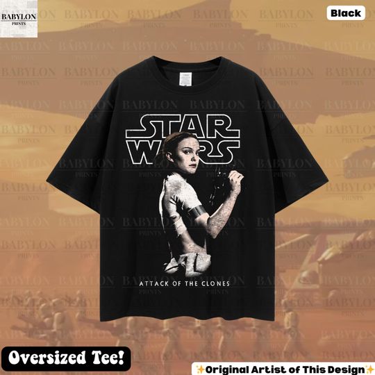 Oversized Padme Amidala Star Wars T-Shirt | Attack of the Clones Padme Outfit Logo Tee Queen Amidala