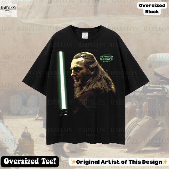 Oversized Qui Gon Jinn Star Wars T-Shirt, The Phantom Menace, Obi Wan Kenobi Tee