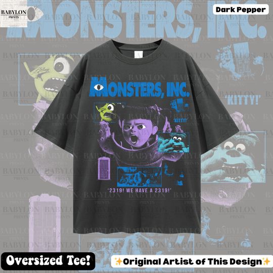 Oversized Vintage Monsters Inc T-Shirt with Sulley and Mike