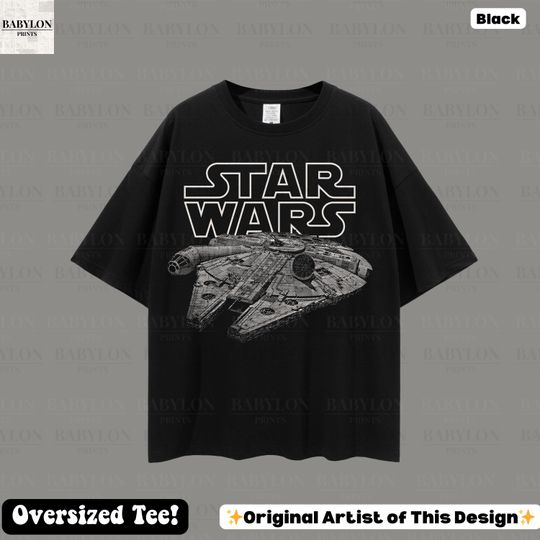 Oversized Star Wars T-Shirt with Millennium Falcon, Vintage Disney Star Wars Tee