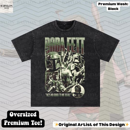 Oversized Boba Fett T-Shirt | Star Wars Clone Mandalorian Bounty Hunter Tee