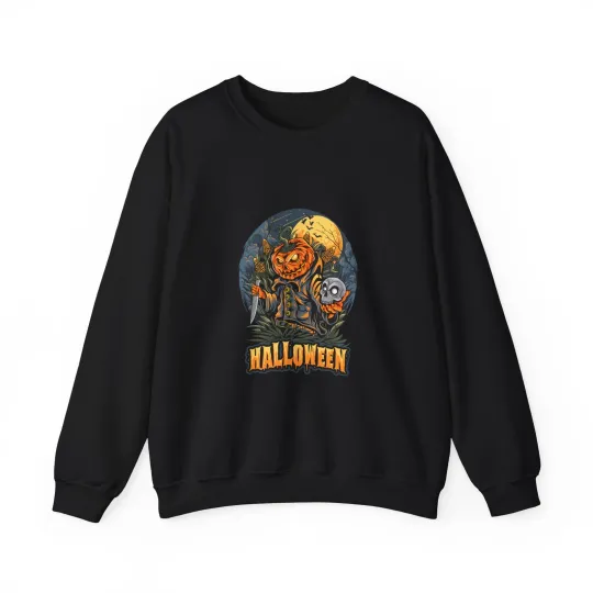 Halloween Graphic Crewneck Sweatshirt, Cozy Fall Fashion