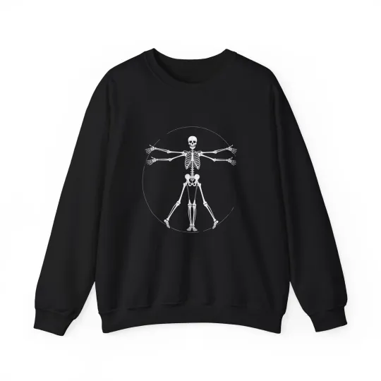 Skeleton Art Unisex Crewneck Sweatshirt, Halloween Gift, Gothic Style