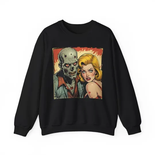 Vintage Horror Graphic Sweatshirt, Halloween Cozy Wear, Unisex Crewneck
