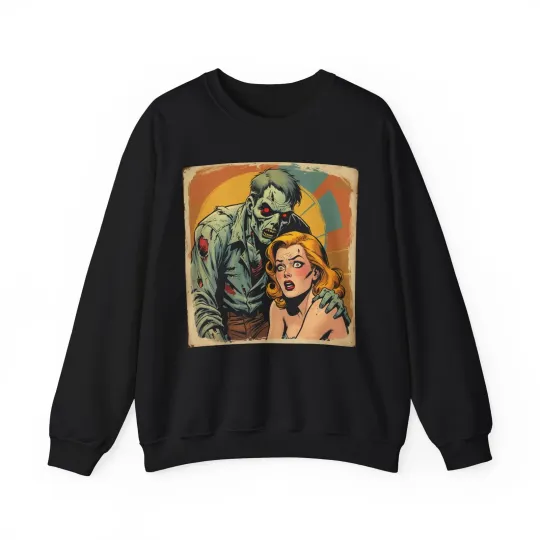 Vintage Horror Comic Sweatshirt, Unisex Crewneck Pullover