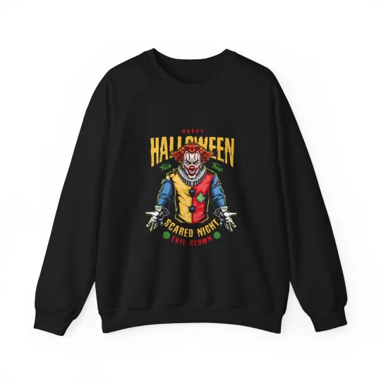Halloween Scary Clown Sweatshirt, Unisex Crewneck, Spooky Apparel