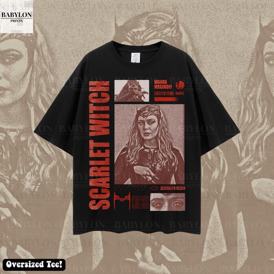 Oversized Scarlet Witch T-Shirt - Wanda Maximoff 1989 Vintage