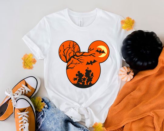 Disney Minnie Mickey Halloween T-Shirt, Disney Halloween Shirt, Mickey Ear Halloween Tee