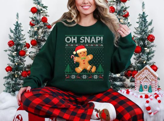 Oh Snap Gingerbread Christmas Sweatshirt, Christmas Cookie Crewneck