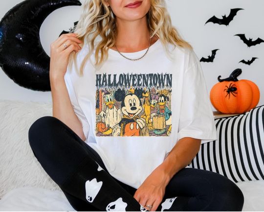 Vintage Halloweentown T-Shirt, Retro Mickey & Friends Halloween Tee,Trick or Treat Disney Trip Top