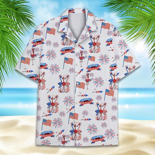Patriotic Flamingo Hawaiian Shirt Men Women Youth