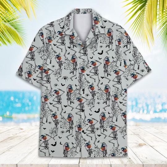 Halloween Skeleton Hawaiian Shirt for Men Women Youth