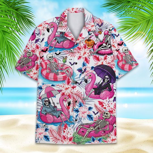 Skeleton Hawaiian Shirt, Funny Halloween Vacation Shirt