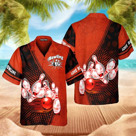 Personalized Hawaiian Bowling Team Shirt with Custom Name, Matching Bowler Shirt, Bowling Lover Gift