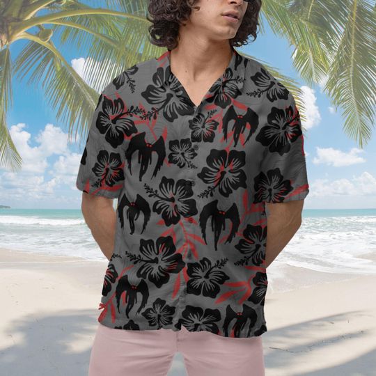 Mothman Hawaiian Shirt Cryptid Black Red Short