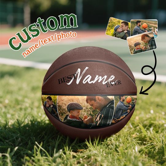 DIY Custom Photo Basketball - Add Your Name, Text, and Photos for a Unique Sports Memorabilia Gift for Father's Birthdays Special Occasion.