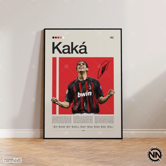 Kaka Poster, AC Milan Poster, Soccer Gifts, Sports Poster, Football Player Poster, Soccer Wall Art, Sports Bedroom Posters