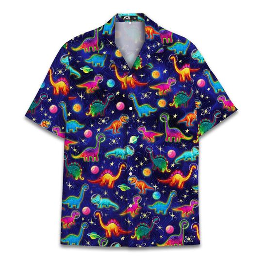 Funny Colorful Dinosaur Space Hawaiian Shirts